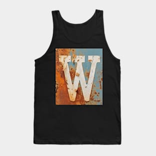 Rusty Letter W Antique Monogram Letter W Initial Alphabet Tank Top